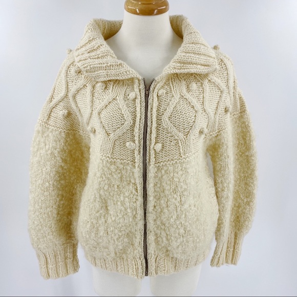 Vintage knit wool fisherman’s cardigan cream